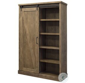 Avondale Weathered Oak 94" Bookcase with Sliding Door