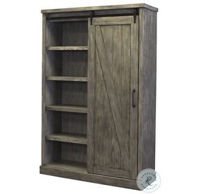 Avondale Rustic Gray 94" Bookcase with Sliding Door
