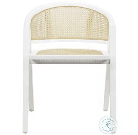 Aero Matte White Lacquer Cane Barrel Back Dining Chair