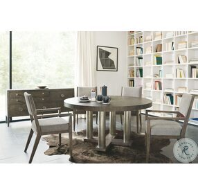 Linea Cerused Charcoal And Textured Graphite Metal Round Dining Room Set