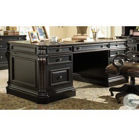 Telluride Black 76'' Executive Desk with Wood Panels