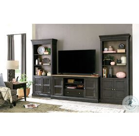 Hancock Vintage Natural And Rubbed Through Black 66" Entertainment Console Center