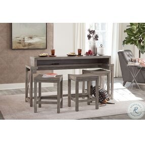 West End Soft Greige Bar Console With Three Stools