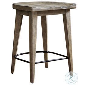 Sanbern Weathered Pine And Dark Metal Counter Height Stool