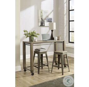 Maya Natural Pecan Counter Height Console Table with 2 Stools