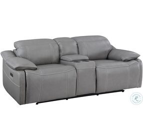 Alpine Gray Power Reclining Console Loveseat with Power Headrest And Footrest