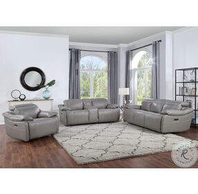 Alpine Gray Power Reclining Living Room Set with Power Headrest And Footrest