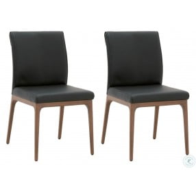 Alex Walnut Leather Dining Chair Set Of 2