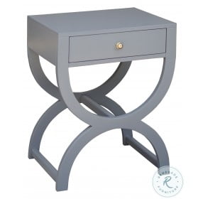 Alexis Grey Lacquer 1 Drawer Side Table