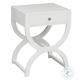 Alexis White Lacquer 1 Drawer Side Table