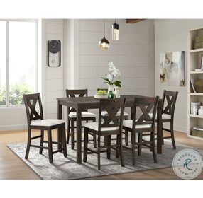 Brooke Alvin Espresso 7 Piece Counter Height Dining Table Set