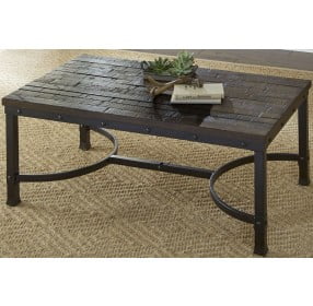 Ambrose Rustic Honey And Antiqued Ebony Cocktail Table
