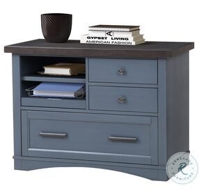 Americana Modern Denim Functional File Cabinet With Power Center