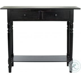 Rosemary Distressed Black 2 Drawer Console Table