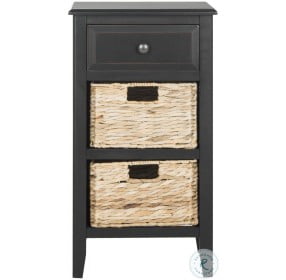 Everly Distressed Black Drawer Side Table