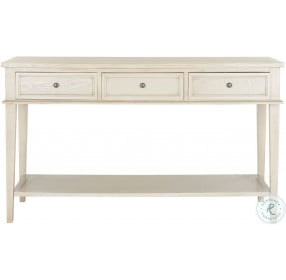 Manelin White Washed Storage Drawer Console Table
