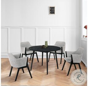 Arcadia Black 42" Round Dining Room Set with Renzo Light Gray Chair