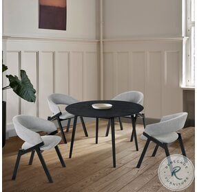 Arcadia Black 48" Round Dining Room Set with Talulah Gray Chair