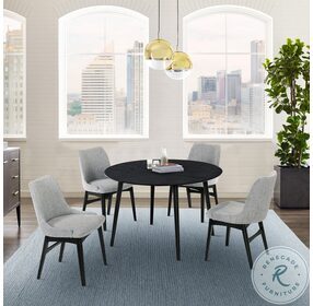 Arcadia Black 48" Round Dining Room Set with Azalea Charcoal Chair