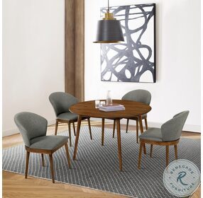 Arcadia Walnut 48" Round Dining Room Set with Juno Charcoal Chair