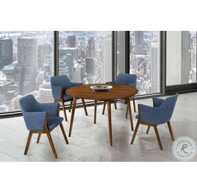Arcadia Walnut 48" Round Dining Room Set with Renzo Light Gray Chair