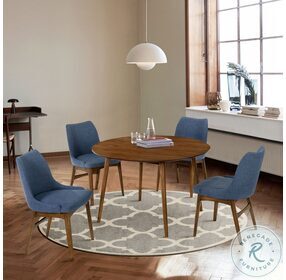 Arcadia Walnut 48" Round Dining Room Set with Azalea Charcoal Chair