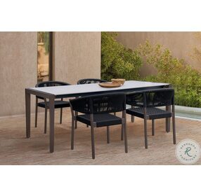Fineline Dark Eucalyptus And Super Stone Outdoor 80" Rectangle Dining Room Set with Doris Chair