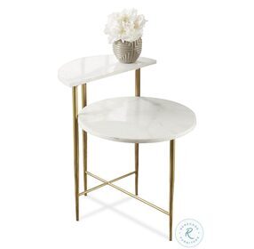 Patna White Marble And Iron End Table