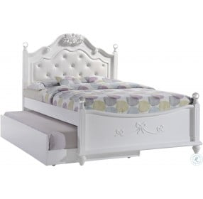 Annie White Full Upholstered Poster Bed With Storage Trundle