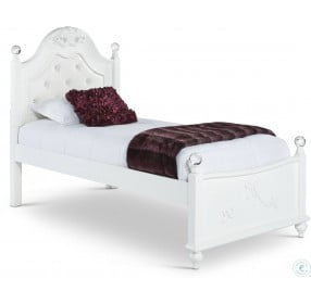 Annie White Twin Upholstered Poster Bed