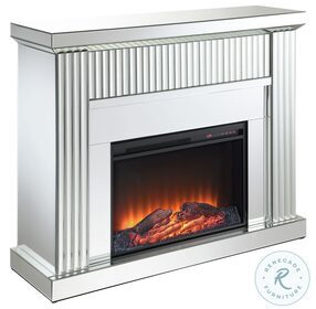 Ziva Silver Fireplace with Mantel Package