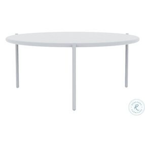Aria White Large Round Outdoor End Table