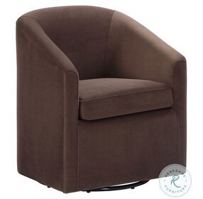 Arlo Cocoa Velvet Swivel Barrel Chair
