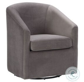 Arlo Fog Gray Velvet Swivel Barrel Chair