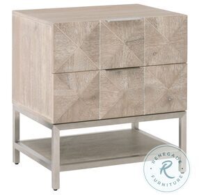 Atlas Natural Gray Acacia And Brushed Stainless Steel 2 Drawer Nightstand