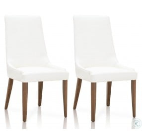 Aurora Walnut Leather White Dining Chair Set Of 2