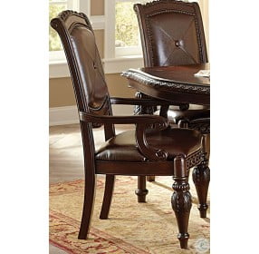 Antoinette Warm Brown Cherry Arm Chair Set Of 2