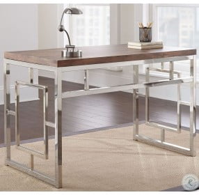 Alize Driftwood And Chrome Silver Shield 3D Laminate Desk