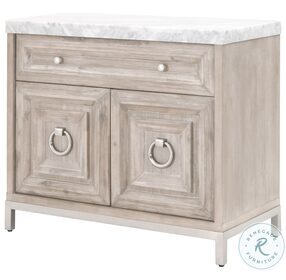 Traditions Natural Gray And White Carrera Marble Azure Carrera Media Chest