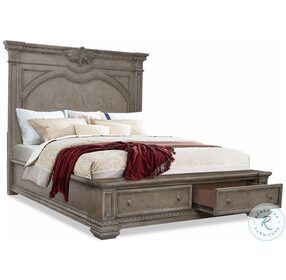 Brushed Dry Taupe Queen Wood Storage Panel Bed