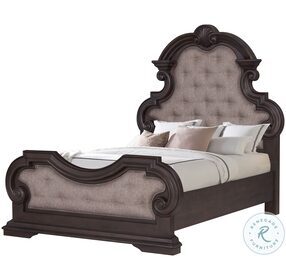 B00284-5/0-UPH Distressed Medium Oak Queen Upholstered Panel Bed