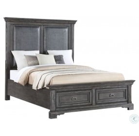 Timber Crossing Brushed Gray Queen Storage Panel Bed