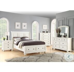 Stella Cream White Sleigh Storage Bedroom Set