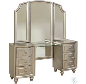 Regency Park Pearlized Silver Vanity Desk with Mirror