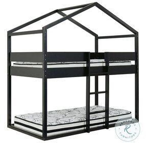 Flannibrook Black Twin Over Twin House Loft Bed