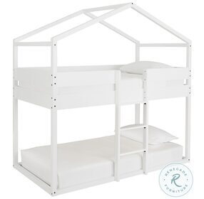 Flannibrook White Twin Over Twin House Loft Bed