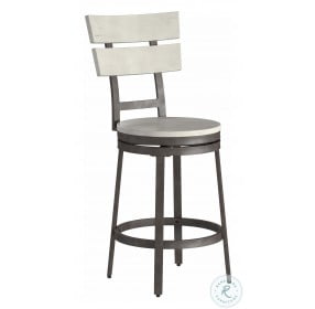 Wilson White And Middle Gray 24" Swivel Stool with Back