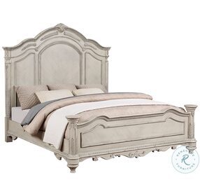 Grand Statement Antique White King Panel Bed
