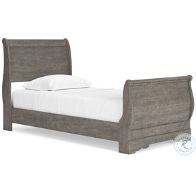 Bayzor Gray Vintage Twin Sleigh Bed