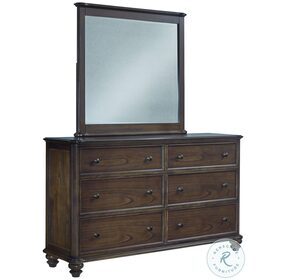 Pearson Aged Oak 6 Drawer Dresser With Mirror